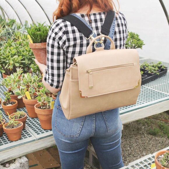 Kelly Moore Bag x A Beautiful Mess Vegan Convertible Camera Bag/Backpack (Tan) - Picture 1 of 16